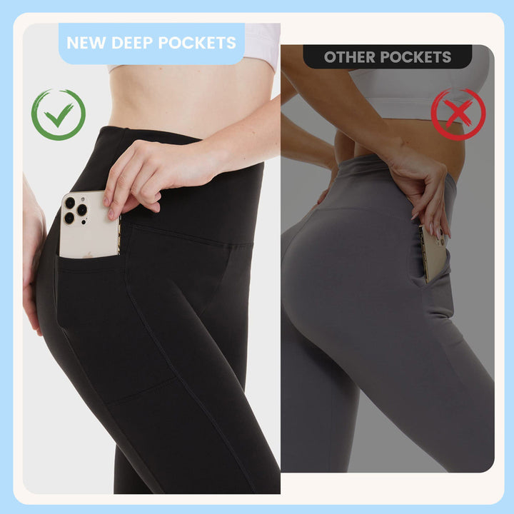 Damen Athletische Stretch-Leggings mit hoher Taille und seitlichen Taschen Drune