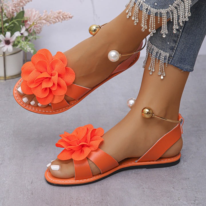 Damen komfortable Sandalen mit dekorativen Blumen-Applikationen Drune