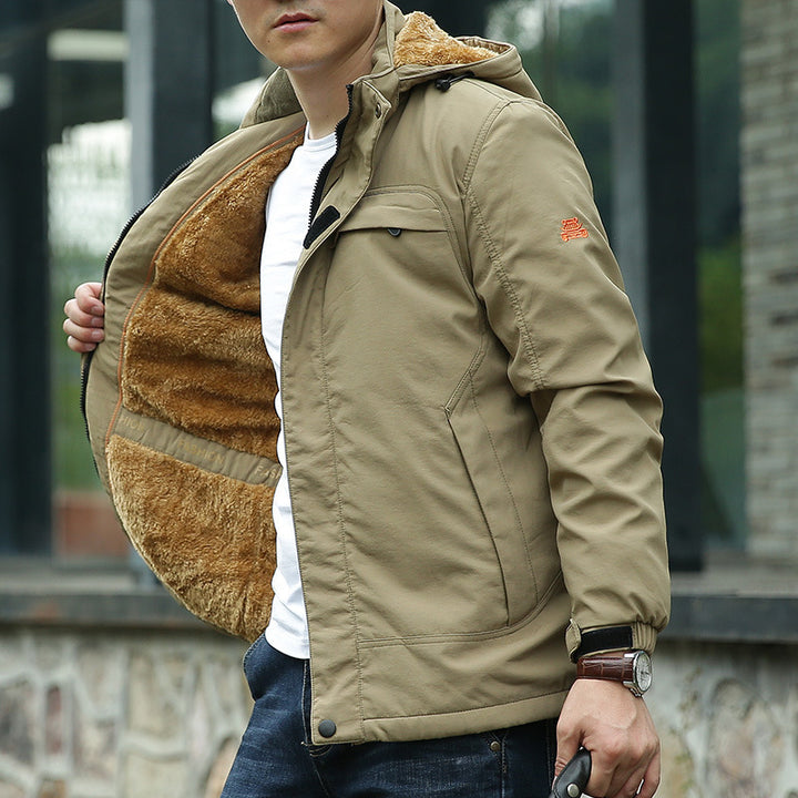 Herren Gefütterter Kapuzenparka mit Teddyfutter und winddichter Canvas‑Optik Drune