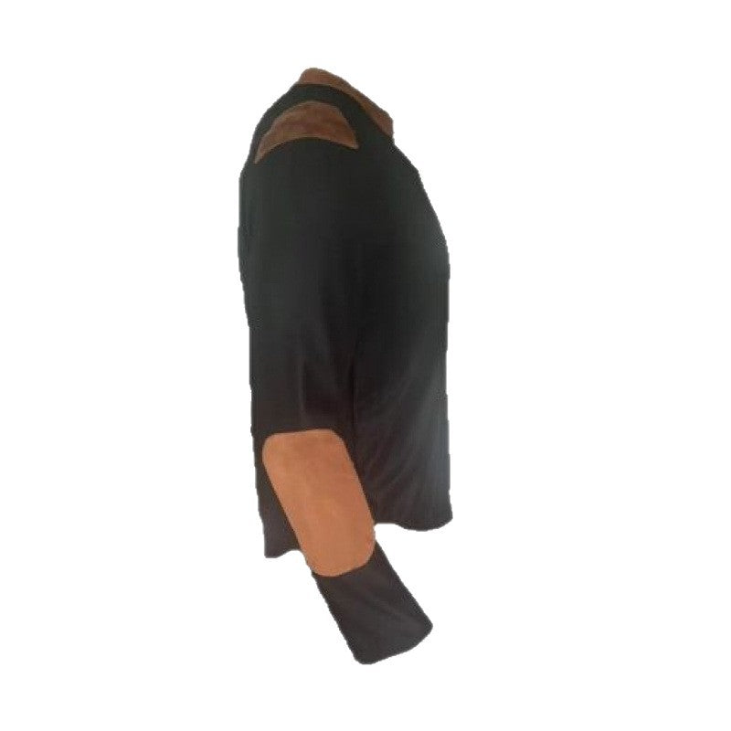 Herren Langärmeliges Shirt mit Struktur und Lederapplikationen Drune