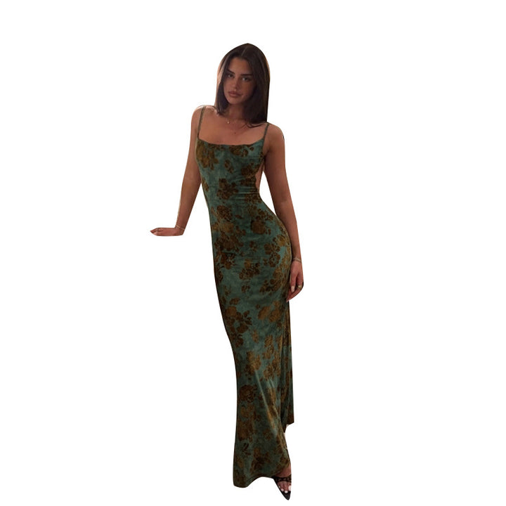 Damen Maxikleid mit floralen Mustern und schmalem Schnitt Drune