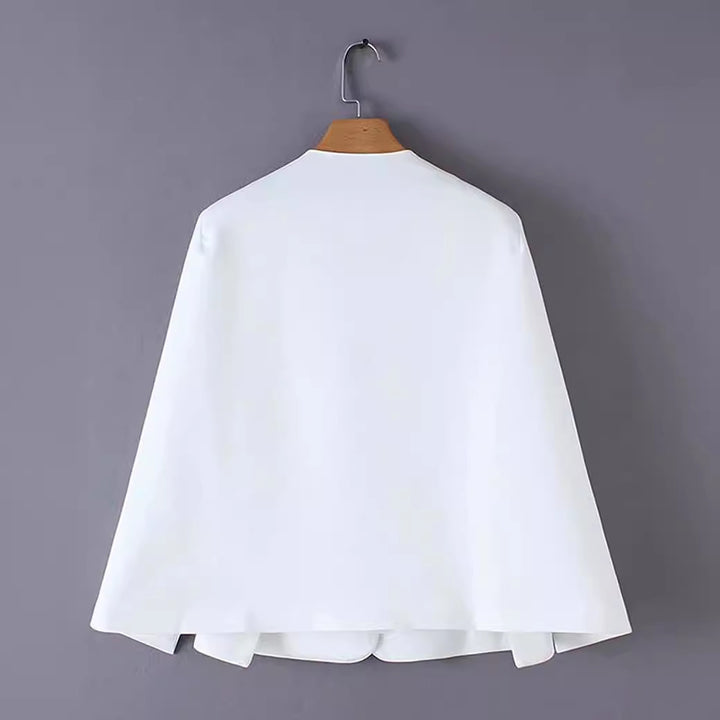 Damen Eleganter Cape‑Blazer mit offenen Ärmelschlitzen und cleanem Fall Drune