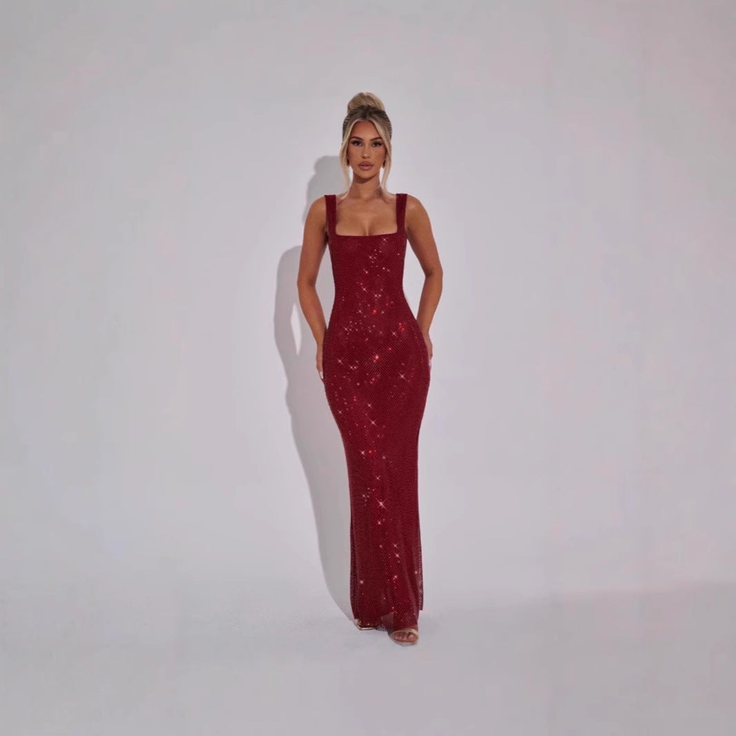Damen Glamouröses Pailletten-Abendkleid mit figurbetontem Schnitt Drune