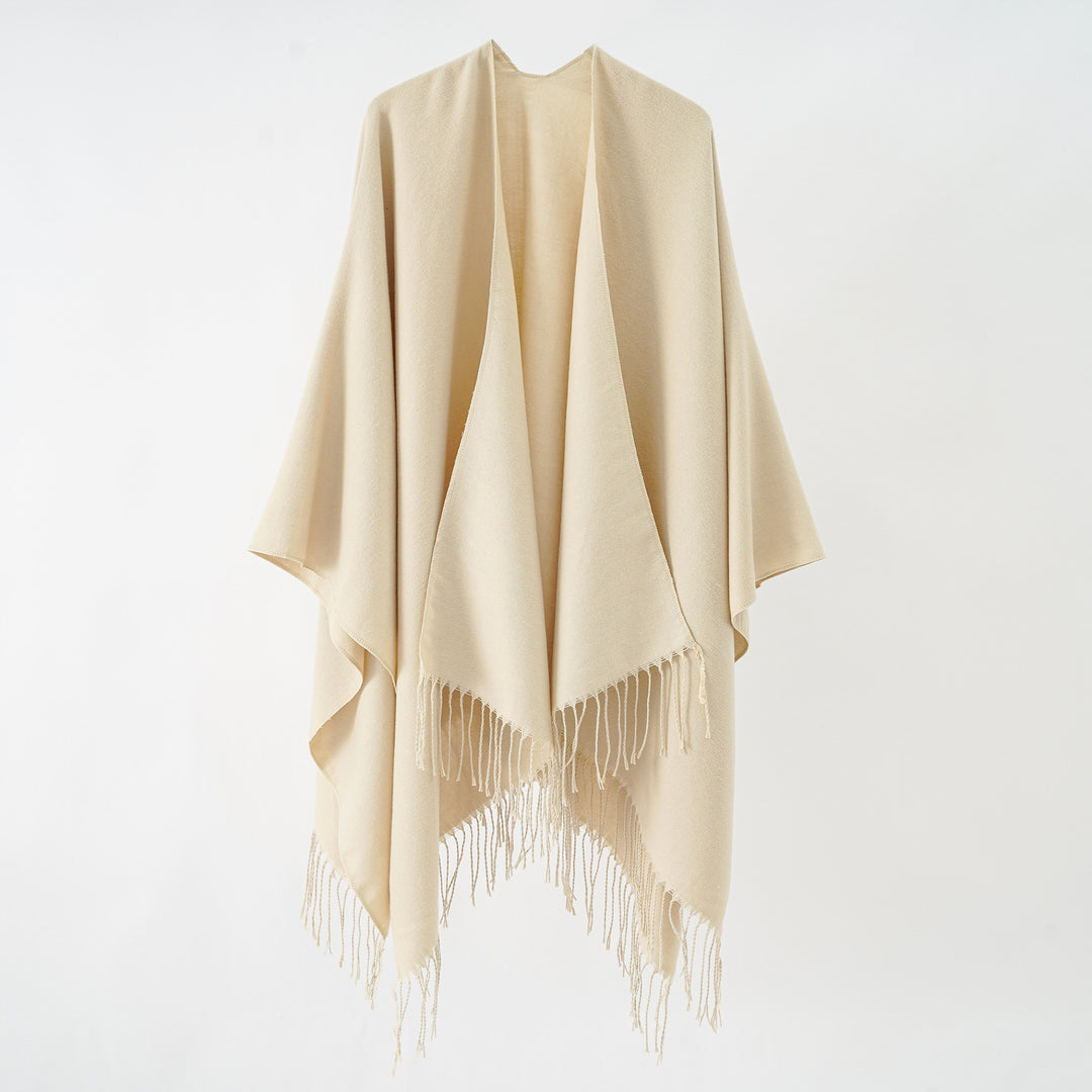 Damen modischer Fransen-Poncho aus weichem Material mit luxuriösem Fall Drune
