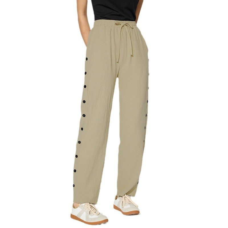 Damen Modische Joggpants mit dekorativen Knopfdetails Drune