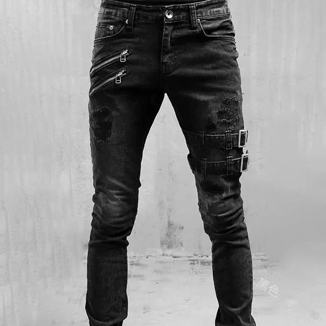 Herren Jeans mit stylischem Reißverschluss und Distressed-Details Drune