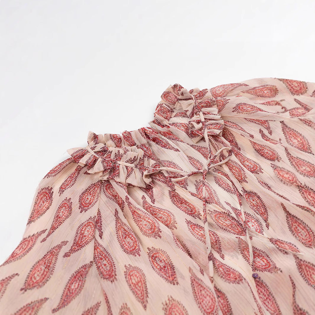 Damen Chiffonbluse mit Volantkragen und Paisley‑Print Drune