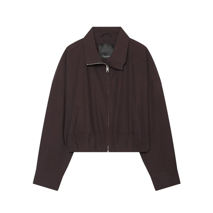 Damen Leichte Cropped-Blousonjacke mit Stehkragen, Reißverschluss und elastischem Bund Drune