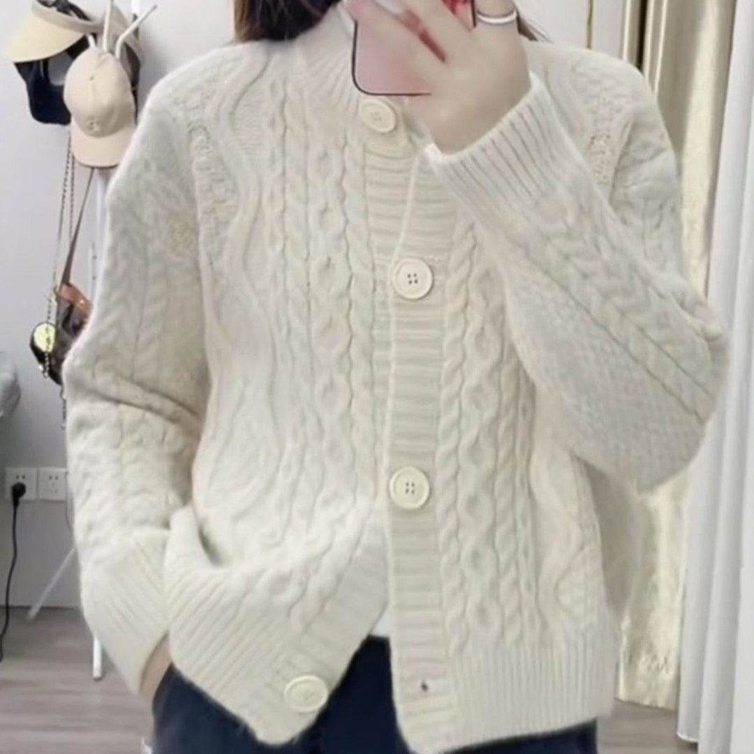 Damen Kuschelige Strickjacke mit Zopfmuster Drune 1772285547