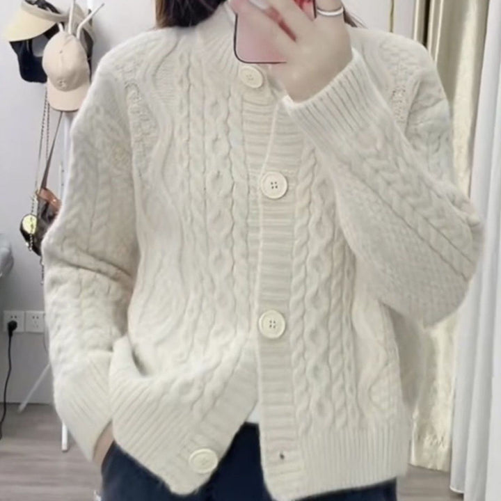 Damen Kuschelige Strickjacke mit Zopfmuster Drune 1772285547