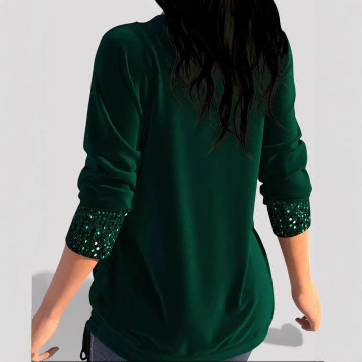 Damen Modischer Drape-Pullover mit Glitzerakzenten