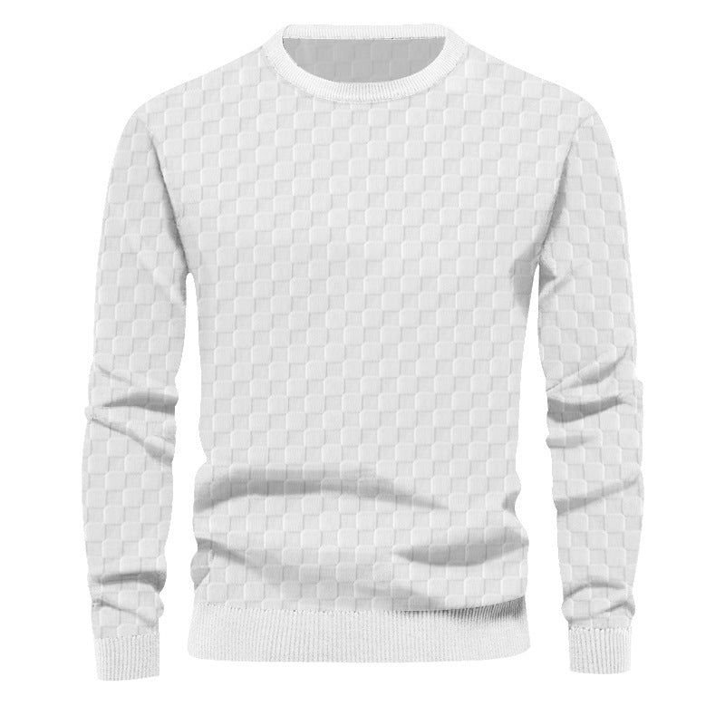 Herren Texturierter Strickpullover mit feiner Karo‑Waffelstruktur & geripptem Saum Drune