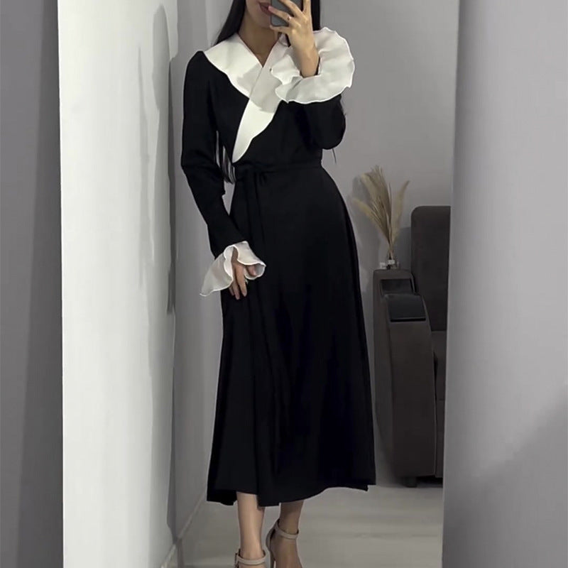 Damen Maxikleid mit eleganten Volantärmeln und Wickelgürtel Drune