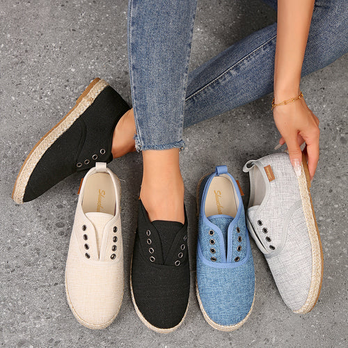 Damen Casual Espadrille Slip-Ons mit stylischem distressed Denim-Muster Drune