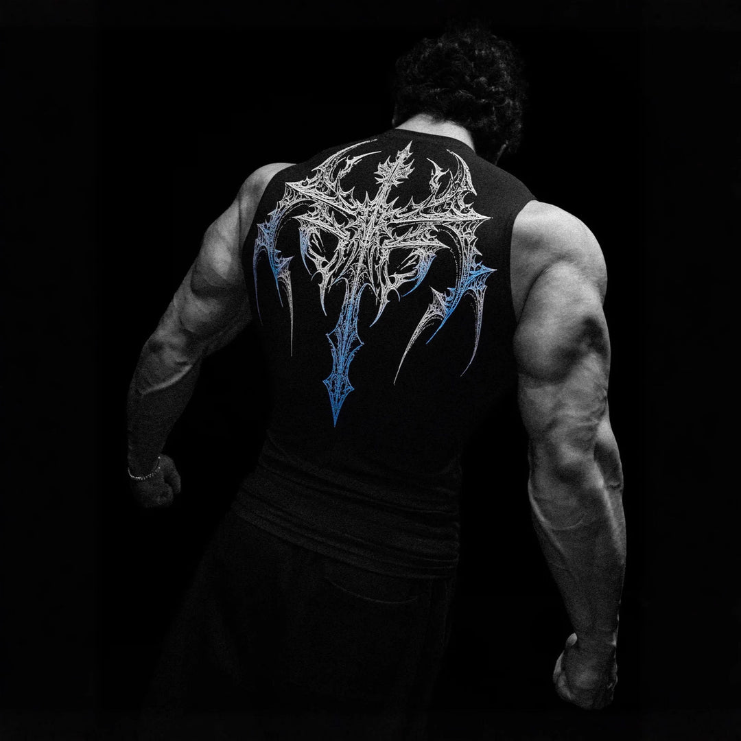 Herren nan figurbetontes Trainings-Tanktop mit tiefen Armausschnitten und filigranem Rückendruck Drune