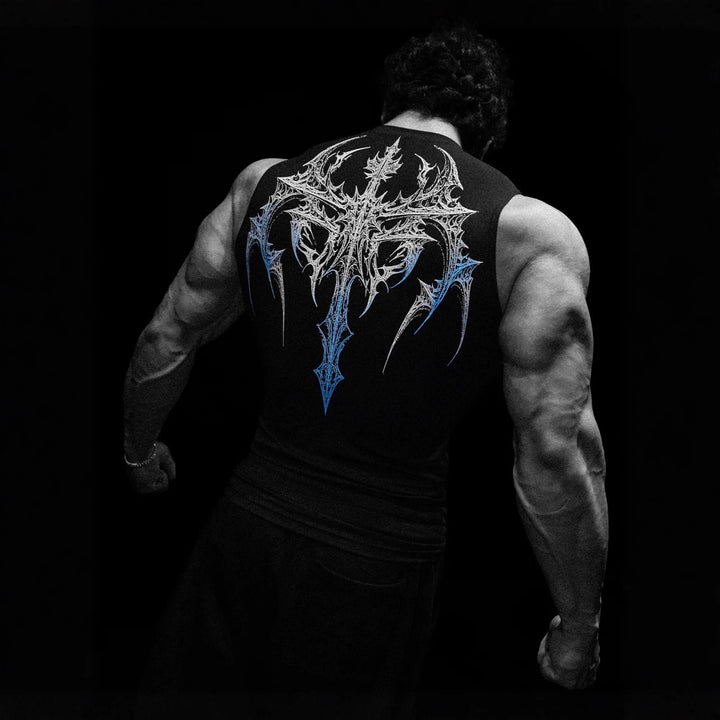 Herren nan figurbetontes Trainings-Tanktop mit tiefen Armausschnitten und filigranem Rückendruck Drune