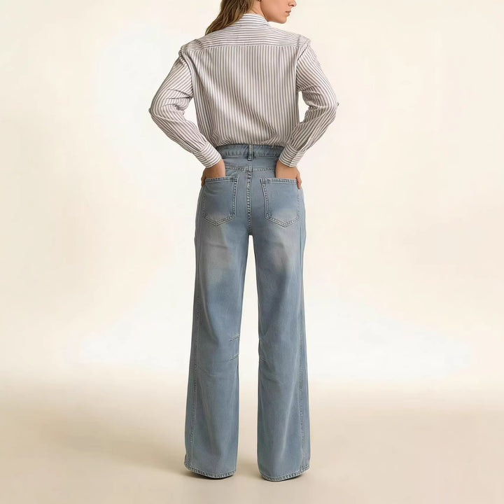Damen nan schlichtes langarm-Feinstrickshirt mit Rundhalsausschnitt, leicht taillierter Silhouette und elastischem Tragekomfort Drune