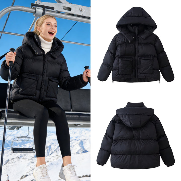 Damen Oversized Stepp-Winterjacke mit extra großer Kapuze und aufgesetzten Taschen Drune
