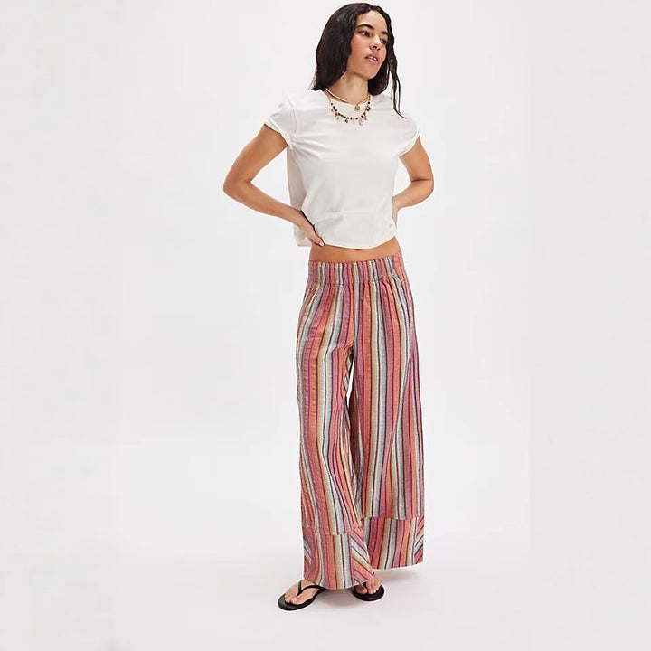 Damen Hüftlange, luftige Palazzo-Hosen Drune