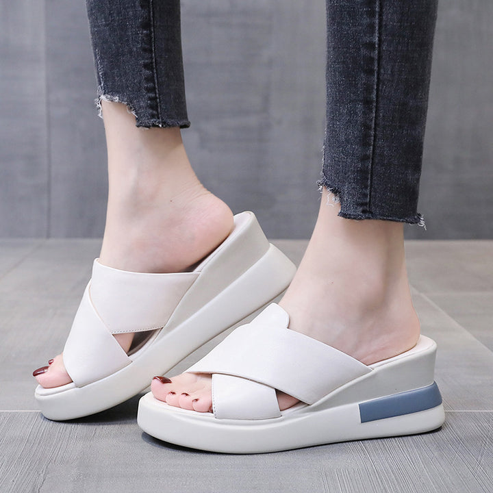 Damen nan Stadtkomfort Keil-Slipper mit ergonomischem viskoelastischem Fußbett und nahtlosem Synthetikobermaterial Drune