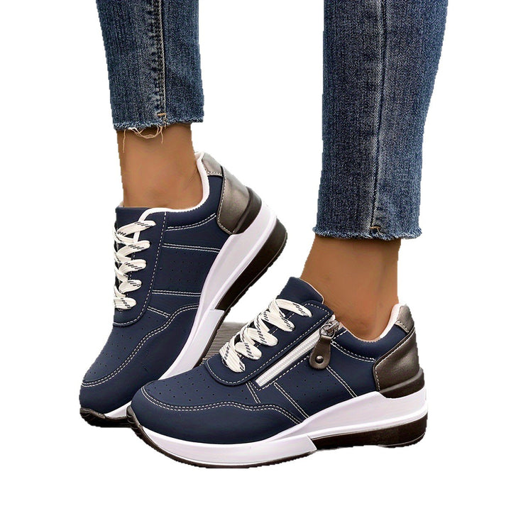 Damen Komfort-Keil-Sneaker mit seitlichem Zipper und dämpfender Plateau-Sohle Drune