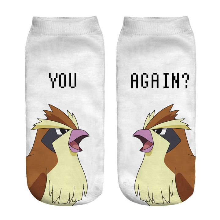 Unisex Niedrige Ankle-Socken mit Cartoon-Monster-Gesicht und weichem Baumwollmix Drune