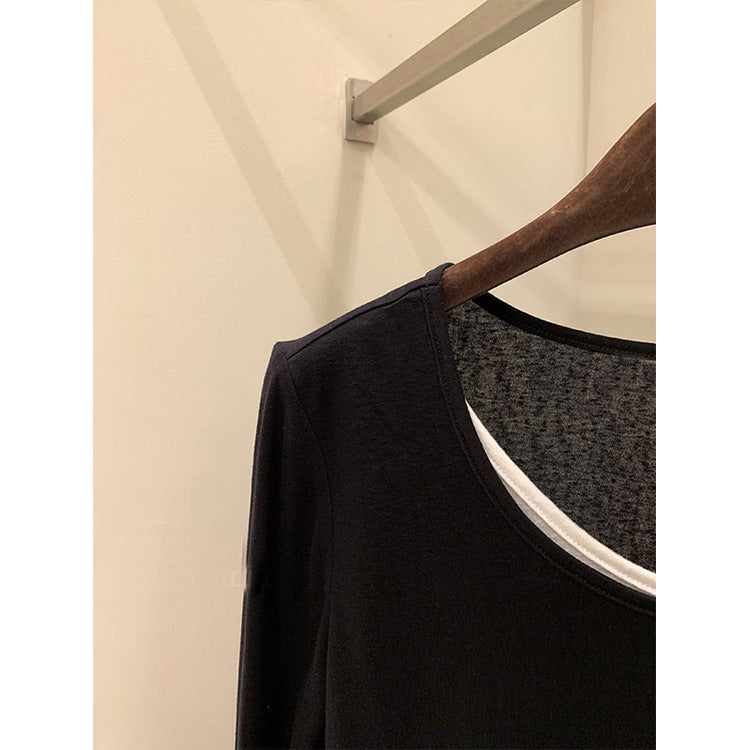 Damen Lässiges Langarmshirt mit asymmetrischem Schnitt Drune