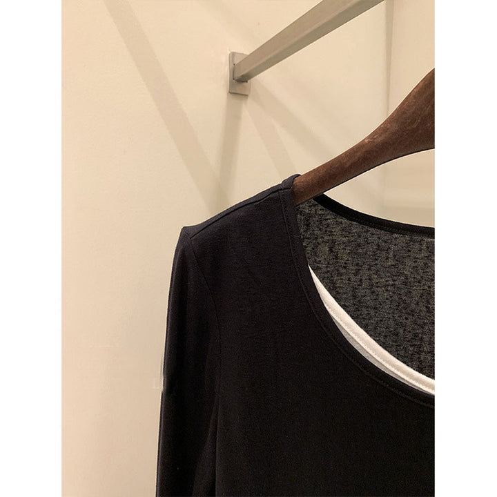 Damen Lässiges Langarmshirt mit asymmetrischem Schnitt Drune