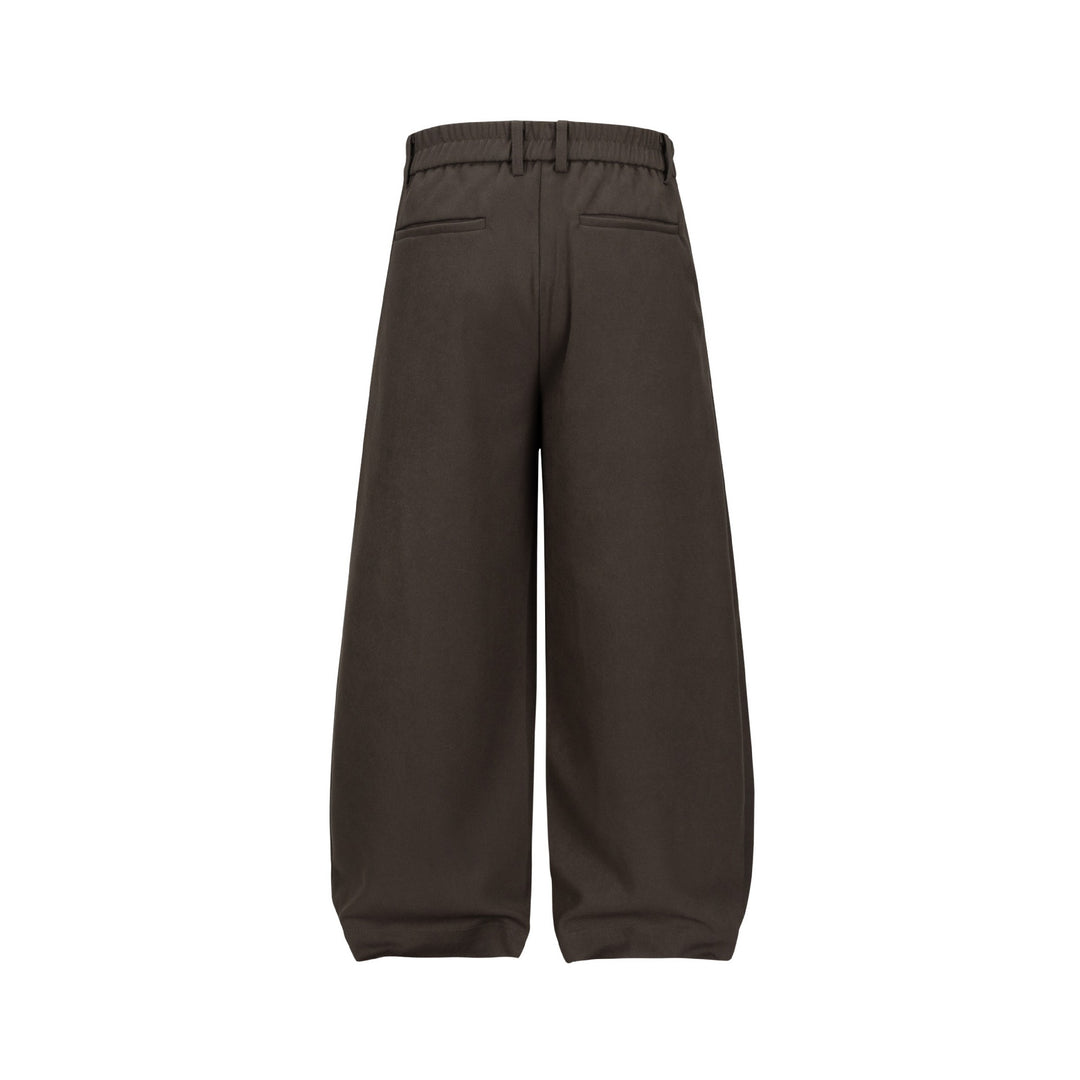 Damen Weite Plissee-Hose mit hoher Taille und elastischem Rückbund Drune