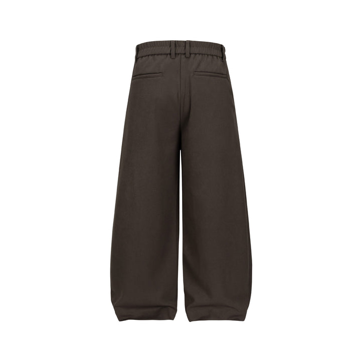 Damen Weite Plissee-Hose mit hoher Taille und elastischem Rückbund Drune