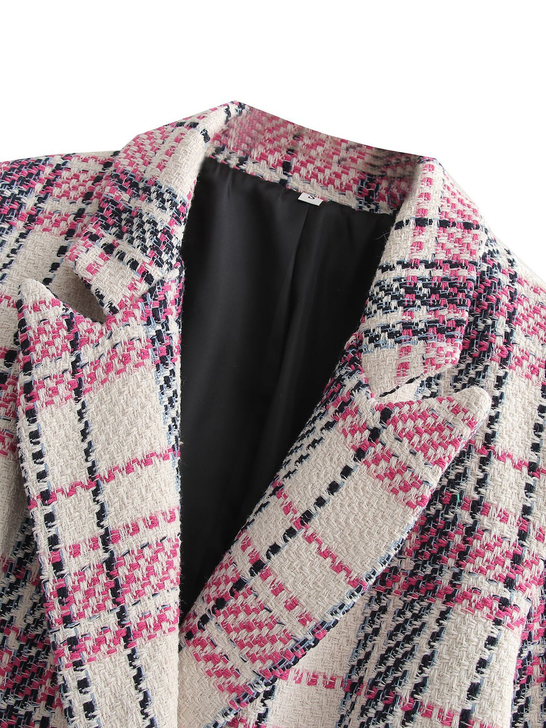 Damen Bouclé-Tweed Longblazer mit Doppelreihigem Verschluss und Pattentaschen Drune