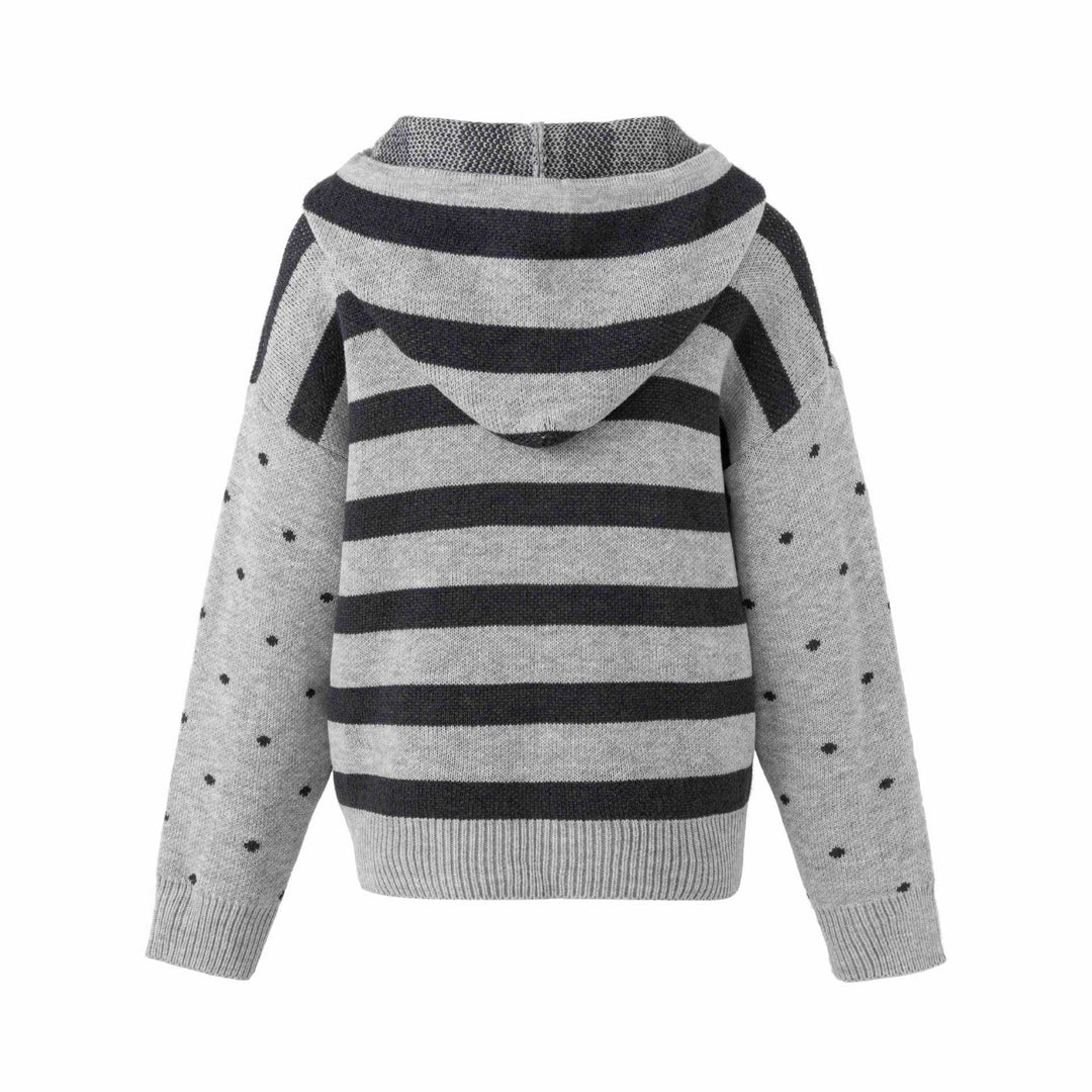Damen Grobstrick Kapuzen‑Zipjacke mit musikalischem Jacquardmuster Drune