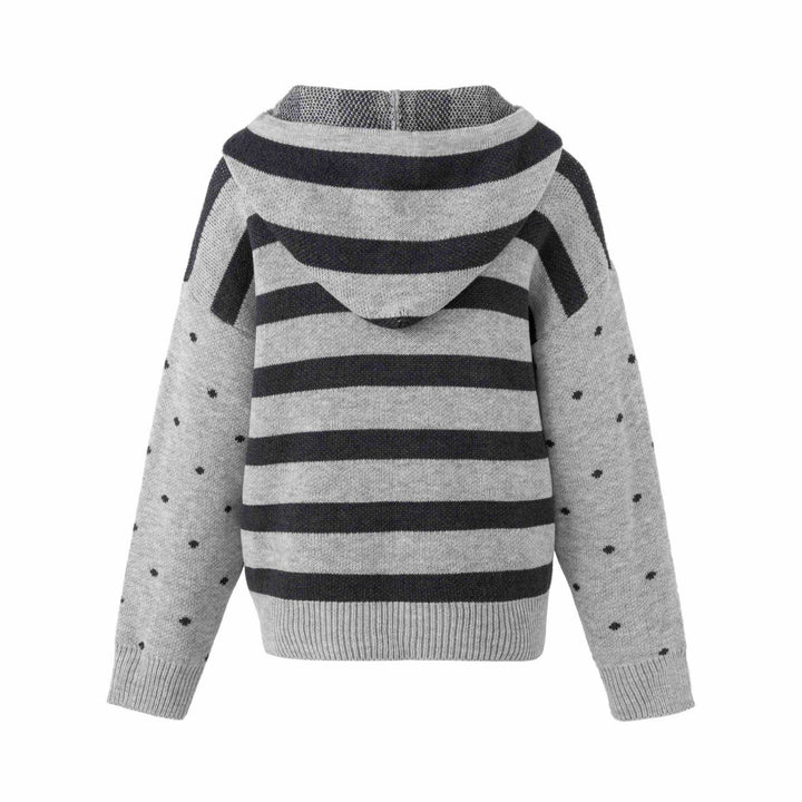 Damen Grobstrick Kapuzen‑Zipjacke mit musikalischem Jacquardmuster Drune