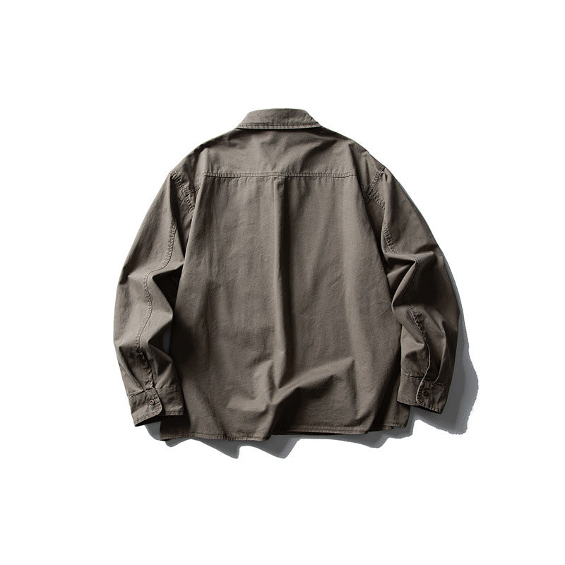 Herren Oversize-Hemdjacke aus robustem Baumwoll-Twill mit aufgesetzter Brusttasche und geradem Saum Drune