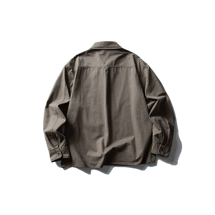 Herren Oversize-Hemdjacke aus robustem Baumwoll-Twill mit aufgesetzter Brusttasche und geradem Saum Drune