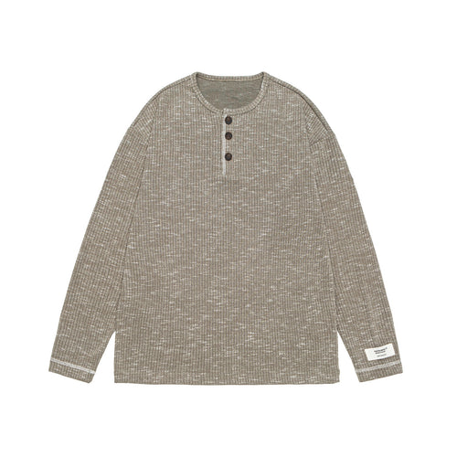 Unisex Gerippter Henley-Pullover mit Knopfleiste und Oversize-Silhouette Drune