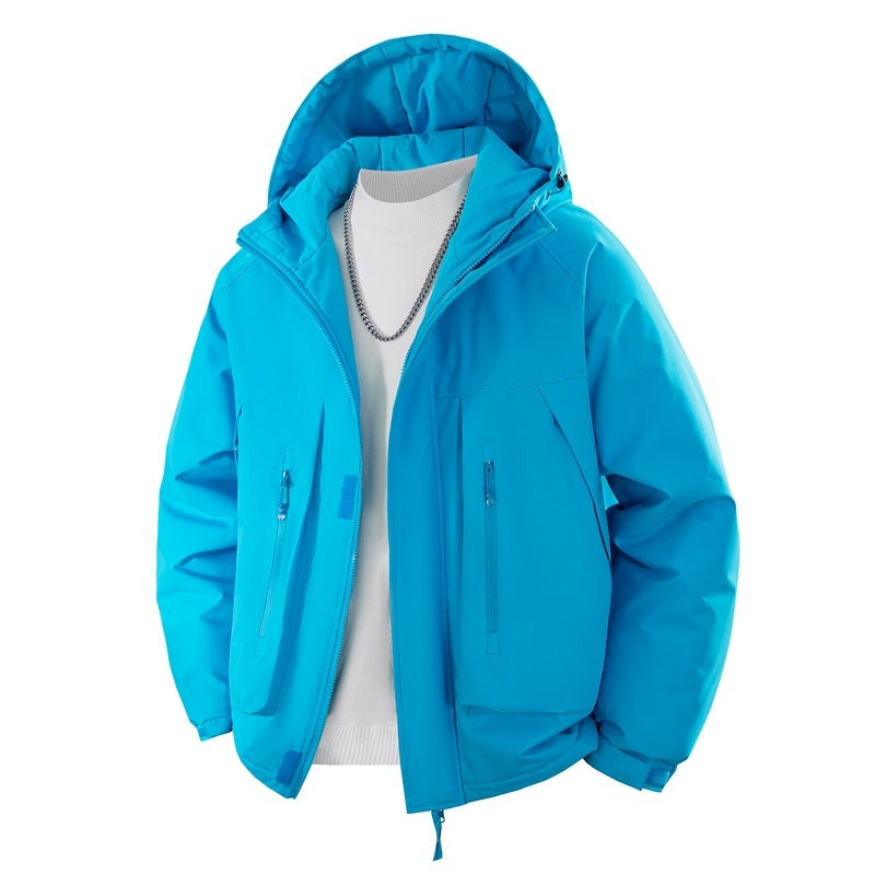Herren Wattierte Kapuzen-Outdoorjacke mit wasserabweisender Membran und technischen Reißverschlusstaschen Drune
