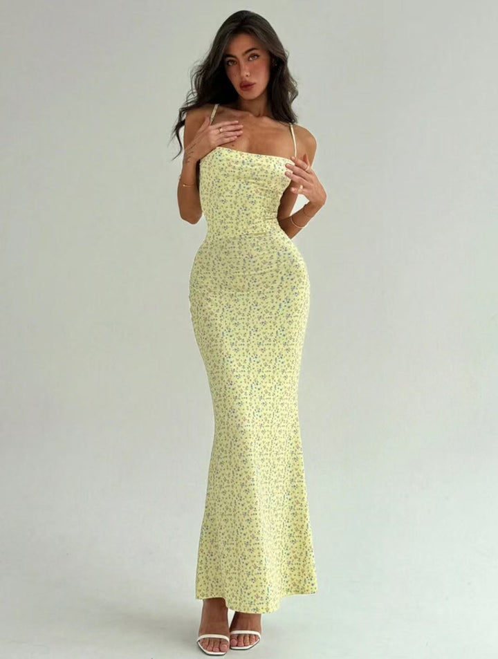 Damen Elegantes Sommerkleid mit zarten Blumenmuster und fließendem Schnitt Drune
