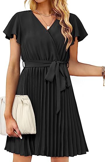 Damen Wickelkleid mit plissierten Details Drune