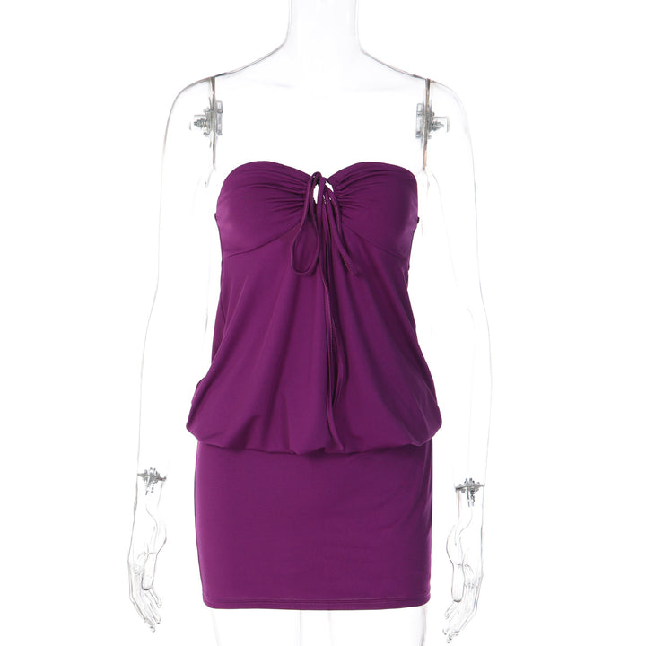 Damen Strapless Strandkleid mit verstellbaren Trägern und Raffungen Drune