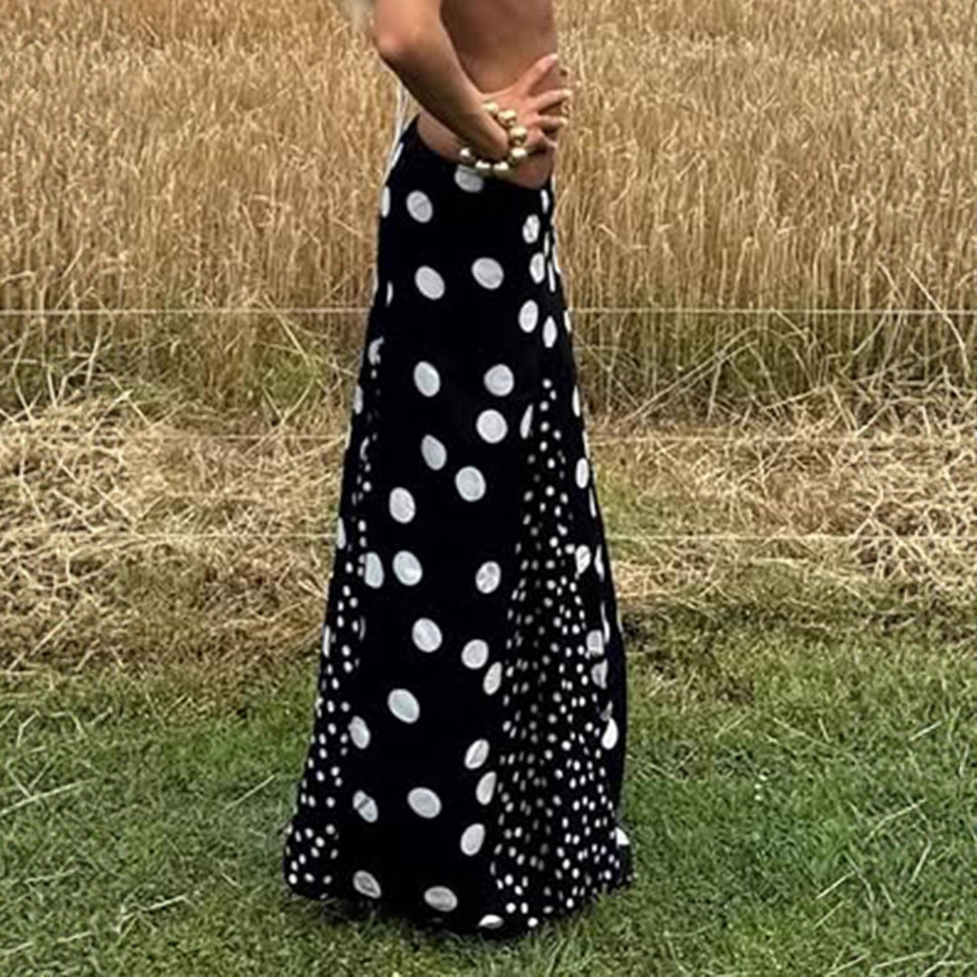 Damen Maxirock mit kontrastierendem Polka Dots Design und weitem Schnitt Drune