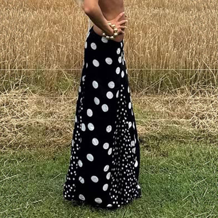 Damen Maxirock mit kontrastierendem Polka Dots Design und weitem Schnitt Drune