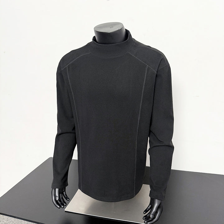 Herren Feines Mockneck‑Langarmshirt mit minimalistischen Ziernähten und entspannter Passform Drune