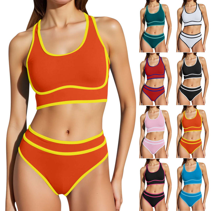 Damen Sportliches Bikini-Set mit hoch taillierter Hose Drune