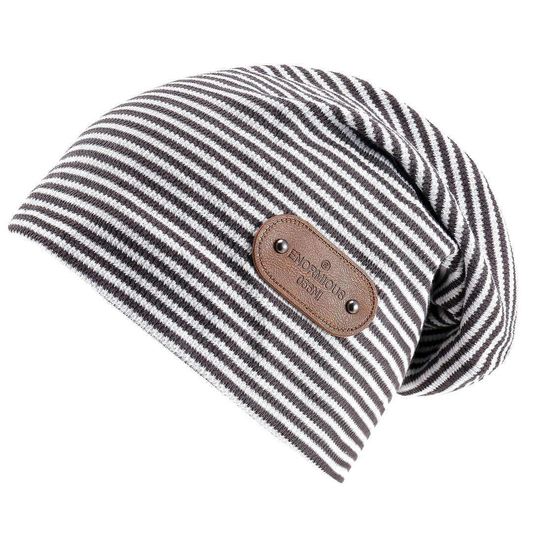 Damen Beanie-Mütze aus weich gestricktem Material mit modischem Streifenmuster Drune