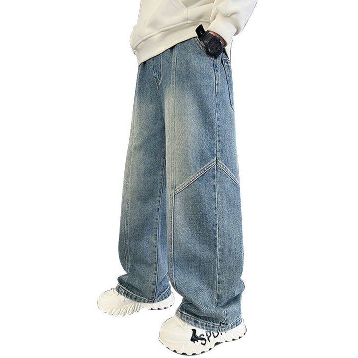 Unisex weite Jeans mit stilvollen Kontrastnähten Drune
