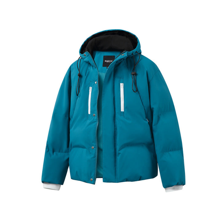 Unisex Kastige wattierte Kapuzenjacke mit Thermoisolierung, wasserabweisenden Reißverschlüssen und Tunnelzug Drune