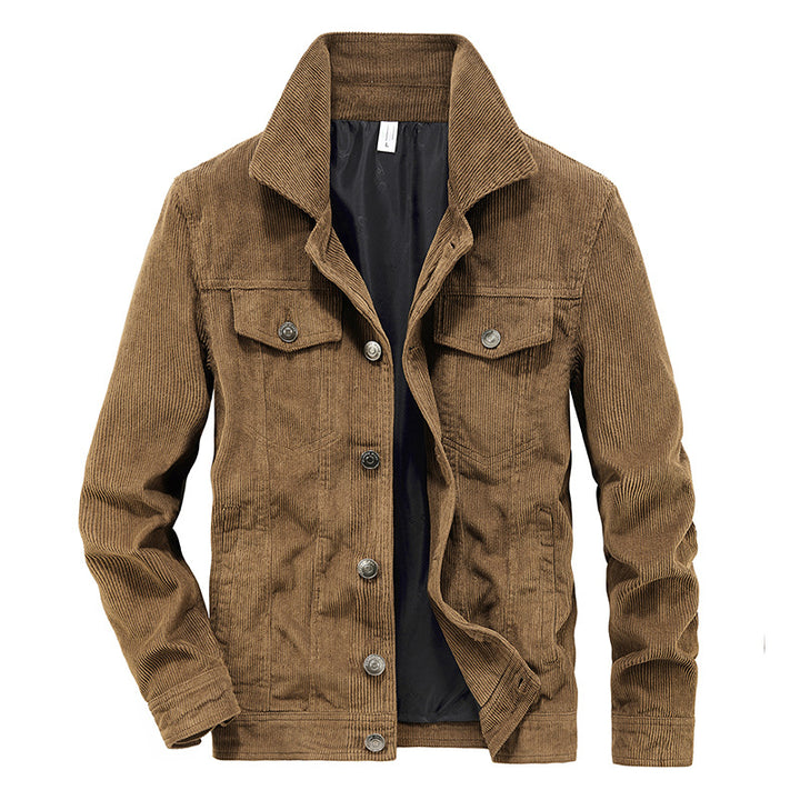 Herren Lässige Cordjacke mit praktischem Kragen Drune