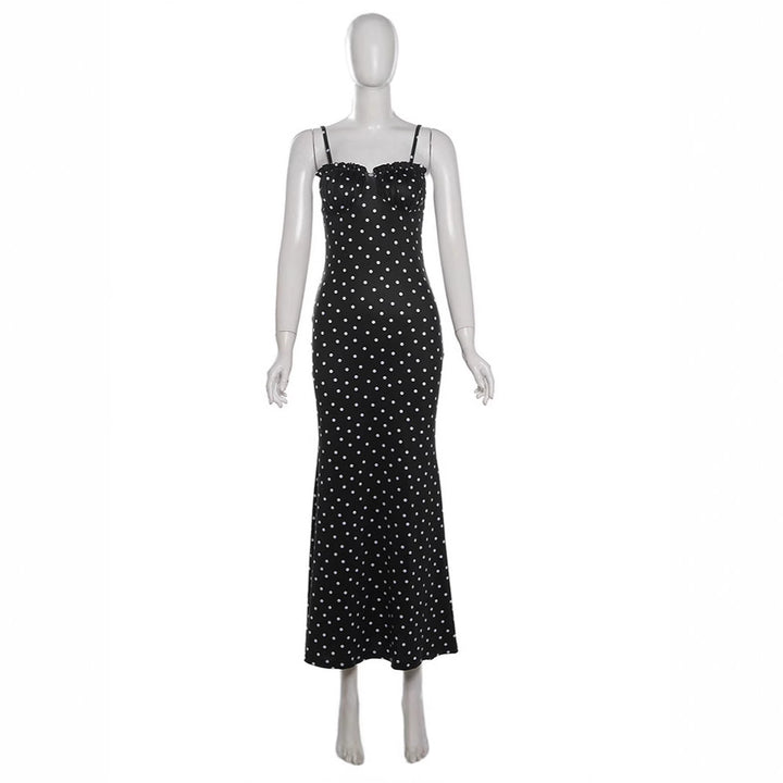 Damen Maxikleid mit Rüschen und Punkten Drune