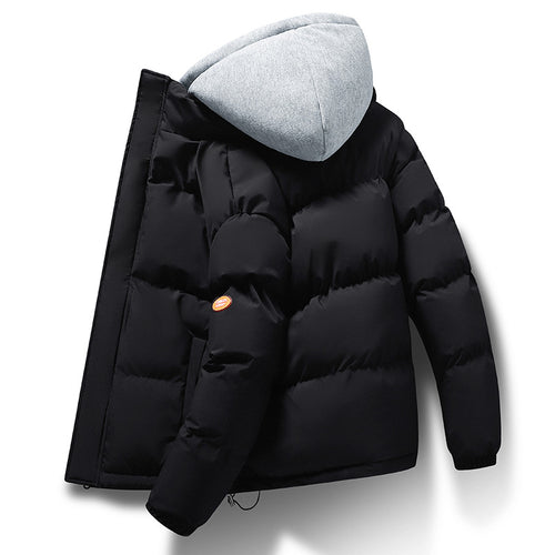 Herren kurz geschnittene Stepp‑Isolationsjacke mit integriertem Kapuzenlayer und Kordelzugsaum Drune